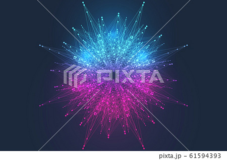 Geometric abstract background expansion of life. Colorful explosion background with connected line and dots, wave flow. Graphic background explosion, motion burst. Scientific vector illustration. Geometric abstract background expansion of life. Colorful explosion background with connected line and dots, wave flow. Graphic background explosion, motion burst. Scientific vector illustration. 61594393