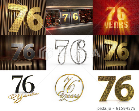 Set of number seventy-six years celebration 61594578