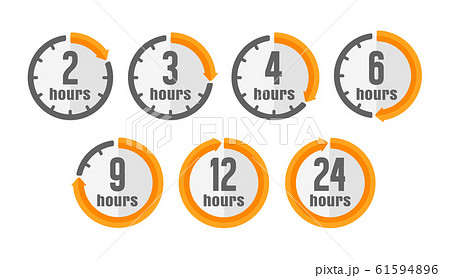 時間・タイマー　ベクターカラーアイコンイラストセット (2時間~24時間) 61594896