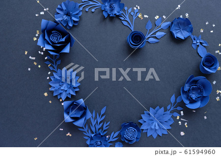 Blue paper flowers, floral background, bridal 61594960