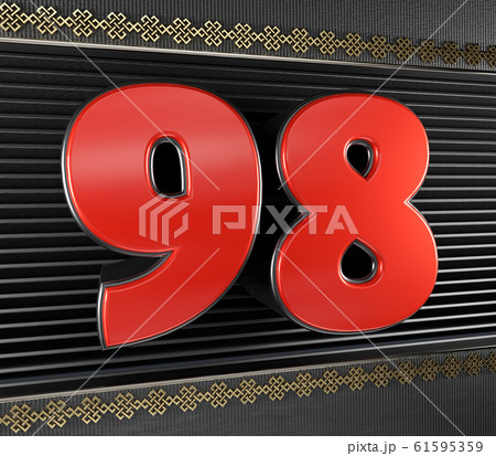 Red number 98 with endless knot 61595359