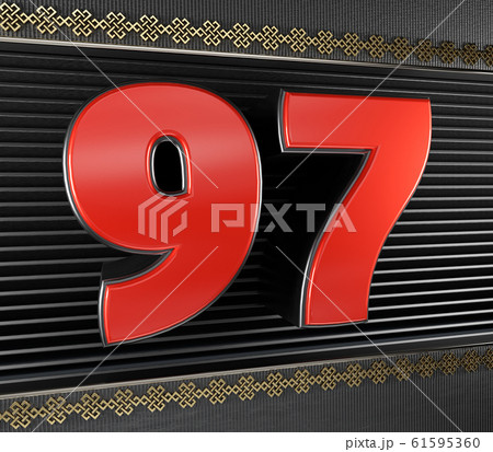 Red number 97 with endless knot 61595360