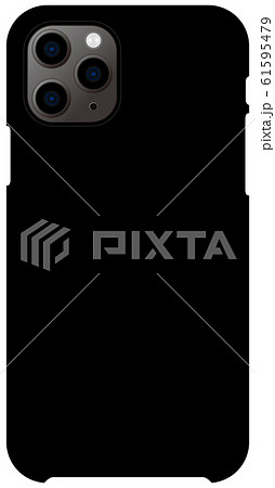 スマートフォンケース テンプレートイラスト 黒 Iphone 11proのイラスト素材