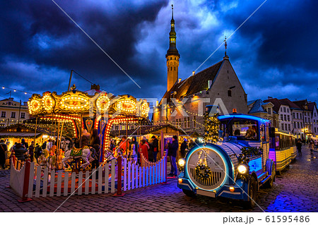 エストニア タリン クリスマスマーケットの写真素材