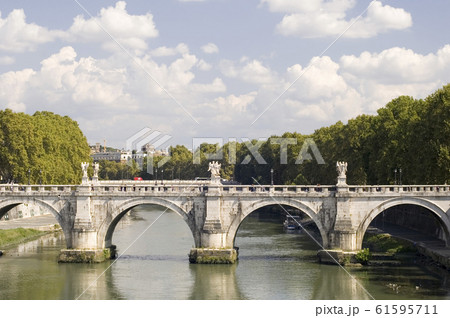 Rome river Tiber with bridge Rome river Tiber with bridge 61595711