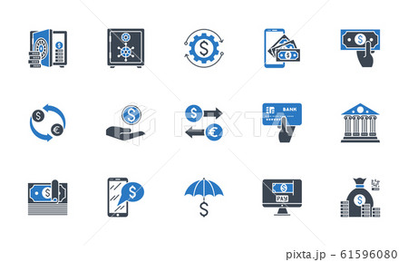 Banking icons set. Black and blue color. Banking icons set. Black and blue color. 61596080