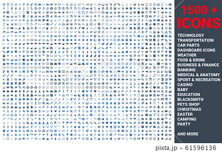 Set of 1500 vector icons glyph 61596136