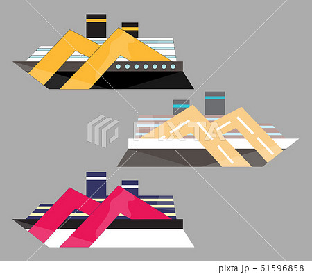 Version icon of cruise liner. Ship at sea, travel, water transport, boat and vessel. 61596858