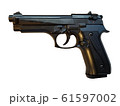 Black Pistol isolated. Replica of the famous Italian weapons on a light background. Automatic version. A demonstration model. Not lethal. 61597002