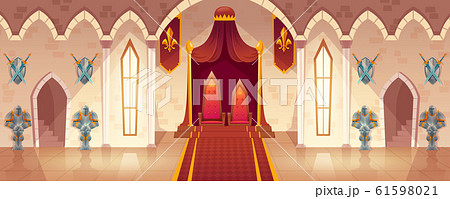 throne room in medieval palace, castle hall 61598021