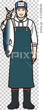 一個男人在一家與Inata的鮮魚商店 61598646