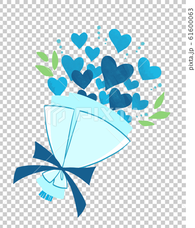 青いハートの花束 イラストのイラスト素材