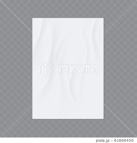 Wrinkled paper vector realistic template for poster or flyer glued to the wall. 61600450