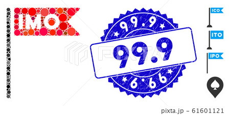 Collage IMO Flag Icon with Scratched 99.9 Stamp Collage IMO Flag Icon with Scratched 99.9 Stamp 61601121