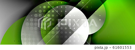 Dynamic trendy geometrical abstract background. Circles, round shapes 3d shadow effects and fluid gradients. Modern overlapping round forms 61601553