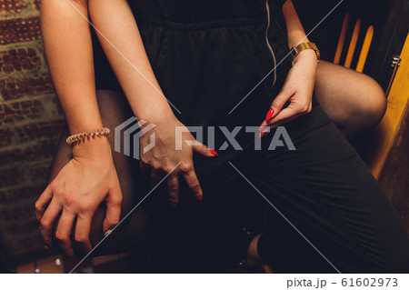 Close up of elegant female legs on background. Close up of elegant female legs on background. 61602973