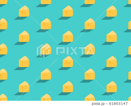 Gouda cheese 3D isometric seamless pattern, Dairy product concept poster and social banner post design illustration isolated on green background with copy space, vector eps 10 61603147