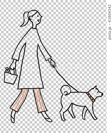 犬の線画 手描き 小型犬の素材 手描き モノクロ 線画のイラスト素材 [39112019