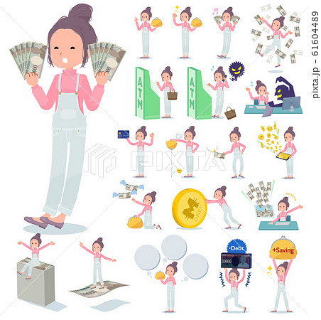 flat type salopette bun hair women_money flat type salopette bun hair women_money 61604489