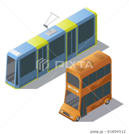 isometric double decker bus and tram 61604512