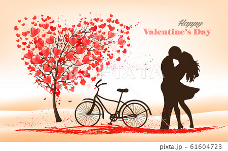Holiday Valentine's Day background. Tree with Holiday Valentine's Day background. Tree with 61604723