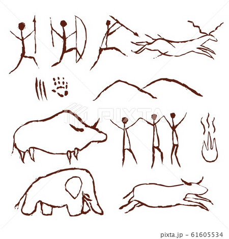 Rock painting cave old art symbol hand drawn vector illustration 61605534