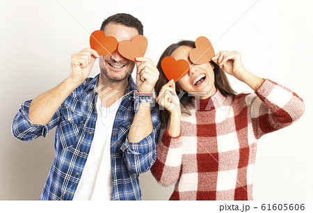 Pretty loving couple celebrating Valentine's day 61605606