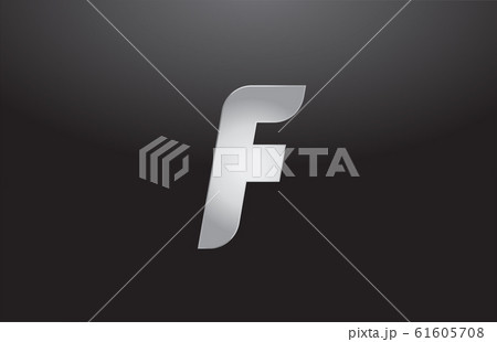 metal alphabet letter silver F grey logo business 61605708