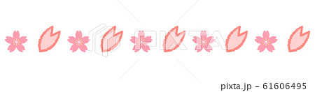 桜の花と花びらライン 61606495