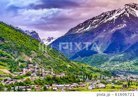 The Caucasus Mountains at Mestia - Upper Svaneti, Georgia 61606721