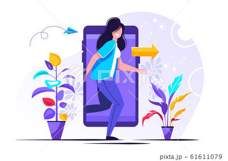 Digital detox. Young female character  61611079