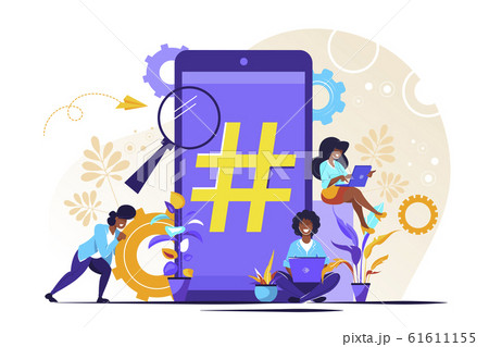 Vector illustration, phone with hashtag sign 61611155
