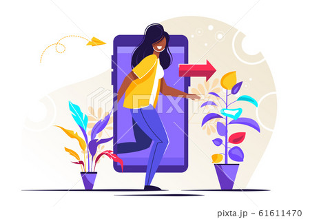 Digital detox. Young female character  61611470