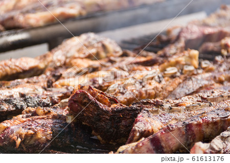 traditional meat grilled on the grill in the 61613176