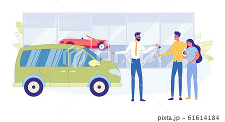 Buying Car for Young Family Flat Vector Concept 61614184