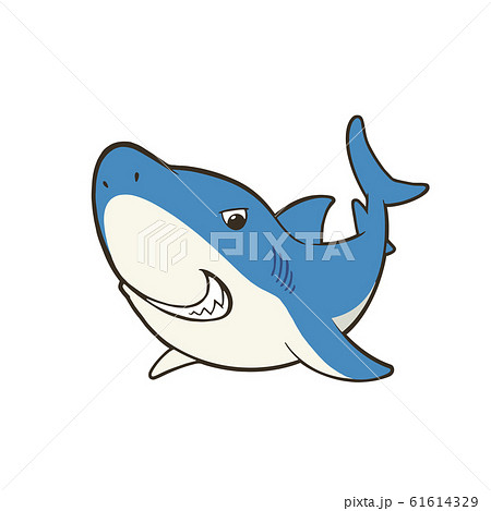 ニヤッと笑うかわいいサメのキャラクターイラストのイラスト素材 61614329 Pixta