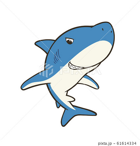ニヤッと笑うかわいいサメのキャラクターイラストのイラスト素材