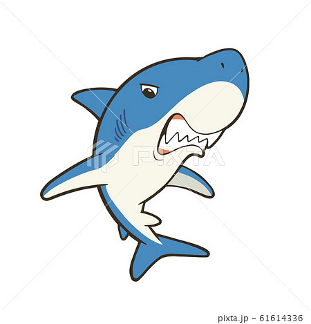 鋭い歯を見せるかわいいサメのキャラクターイラストのイラスト素材 61614336 Pixta