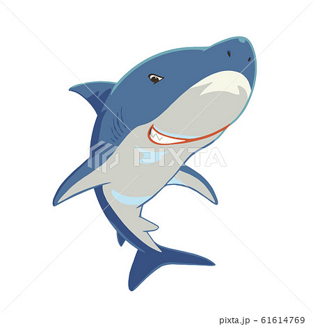 ニヤッと笑うかわいいサメのキャラクターイラストのイラスト素材