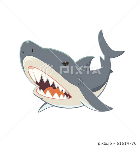 鋭い歯を見せるクールなサメのキャラクターイラストのイラスト素材 61614776 Pixta