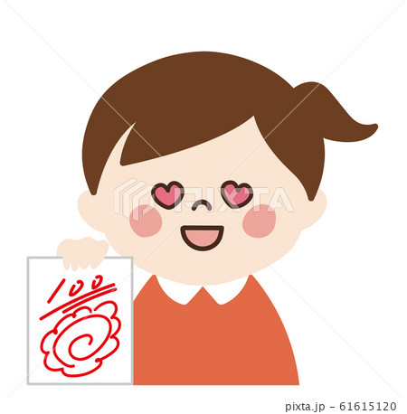 女の子 テスト１００点 のイラスト素材