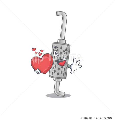Funny Face exhaust pipe cartoon character holding a heart 61615760