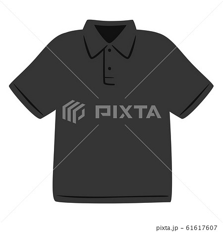 衣類のイラスト。黒色の半袖ポロシャツ。 61617607