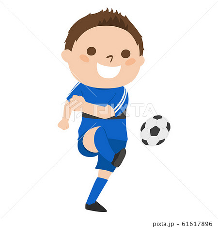 サッカーをする若い男性のイラスト サッカーボールを蹴っているイラスト のイラスト素材