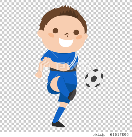 サッカーをする若い男性のイラスト サッカーボールを蹴っているイラスト のイラスト素材