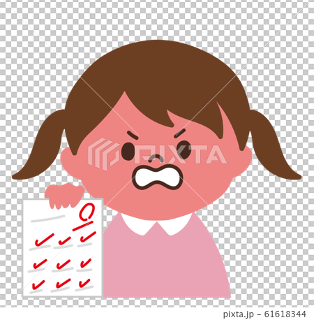 小さい女の子 テスト０点 のイラスト素材