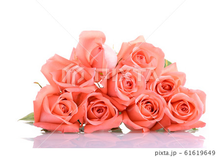 orange peach color tone of rose flower bouquet isolated on white background orange peach color tone of rose flower bouquet isolated on white background 61619649