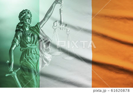 National flag of Ireland with figure of Justice 61620878