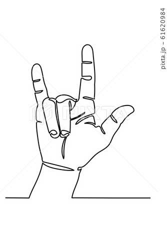 Continuous Line Drawing Hand With I Love You のイラスト素材