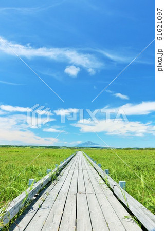 北海道 夏の青空とサロベツ原野 北海道 夏の青空とサロベツ原野 61621097
